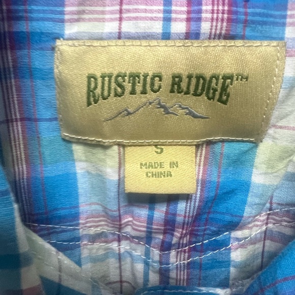 Rustic Ridge Blue/Purple/Yellow Plaid Western Button-up w/ Pearl Snap size Small - Picture 4 of 4